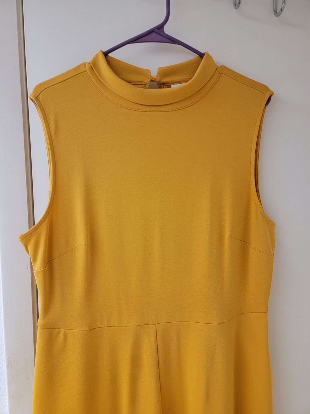 New York & Company Sleeveless Mustard Yellow A-Line Dress With Pockets! - Picture 3 of 8